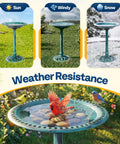 Weatherproof Polyresin Pedestal Bird Bath For Outdoors And Garden 28 Inch Tall With A 20 Inch Bowl Green Durable Stable