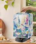 Slick Dragonfly Daisy Print Kitchen Appliance Cover With Heavy Duty Carry Handle, waterproof polyester shield over coffee maker.