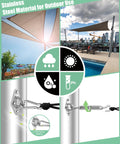 Heavy Duty Stainless Steel Shade Sail Hardware Kit 6 Inch Fittings 44 Pieces For Triangle And Rectangle Canopies All Weather Rustproof 304 Stainless Steel Outdoor Patio Garden Backyard Shade Setup