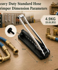 Heavy Duty Hose Crimping Tool Kit For One Quarter, Five Sixteenths And Three Eighths Inch ID Hoses With One Hundred Ferrules Including 0.593 And 0.625 Inch Dies, Bench Mounted Crimper Works As A Real Workhorse For PVC Rubber And Air Hoses.