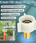 Six Pack PEX Swivel Adapters 1/2 Inch To 1/2 Inch Female NPT Brass Crimp Fittings For RV Plumbing PEX Faucet Connector Flexible Leak Free Pipe Connection Kit, 1/2 inch clamp ring