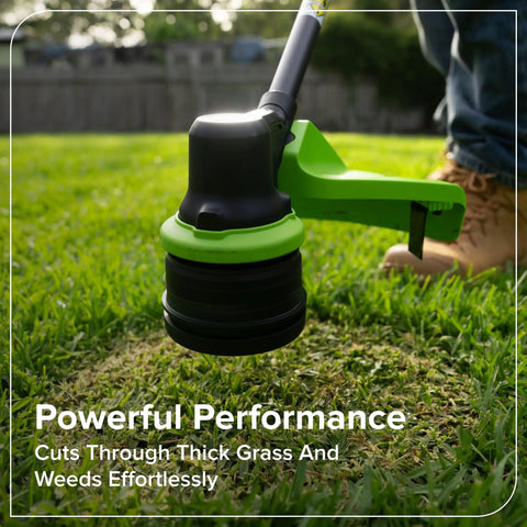 No Wiring Worries 24v Cordless String Trimmer Equipped With Brushless Motor And Fifteen Inch Wide Cutting Deck Bump Feed Quick Spool