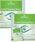 NOVEHA Tea Tree Eyelid Cleansing Wipes two-pack boxes with green labels