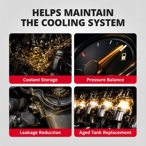 Sturdy Pressurized Coolant Reservoir Tank With Cap Straight Swap For 2012-2018 Ford Focus Escape Cmax And Transit Connect No Fuss Oem Replacement 8V618K218AC shown maintaining engine cooling system functions.