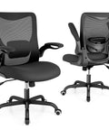 Ergonomic Desk Chair With Adjustable Lumbar Support And Flip Up Armrests, Breathable Mesh Office Chair For Home Office, All Day Comfort, Black