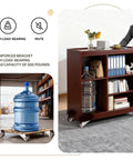 Low Profile Silent Rubber Casters Set For Sagging Door Repair And Furniture, 500 Lbs Capacity, under a wooden cabinet.
