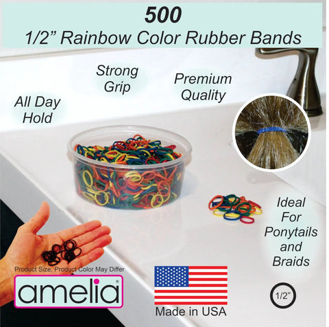 Dope Half Inch Rainbow Mix Small Rubber Bands For Hair Pack 500 Count Mini Elastic Holders With Lockdown Grip Zero Slide Design To Snag Your Braids Ponytails And Twists Securely All Day Long Reclosable Case Made In Usa