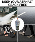 Built Like A Tank Asphalt Crack Sealer And Driveway Repair Fill In Jet Black 2.5 Pound Dry Granular Pack shown with various asphalt surfaces.