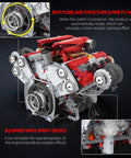 Realistic V8 Engine Building Kit For Adults Gearhead Friendly Build Your Own Model Engine With LED Lights And Spray Accessories