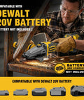 Ultra Slim Flathead Angle Grinder Fits Dewalt 20V Max Battery Tool Only shown in use for tight space grinding on metal.