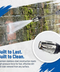 Pro Grade 360 Degree Rotating Nozzle For Pressure Washer With Three Spray Modes spraying on a brick wall