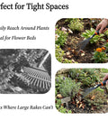 Two Pack Garden Hand Rake With Durable Steel Tines Small Shrub Rake With Ergonomic Non Slip Handle clearing flower beds