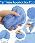 Hand holding 10 Pack Wax Applicator Pads With Finger Pocket, Slick Microfiber Foam Blend Car Wax Applicators, Blue
