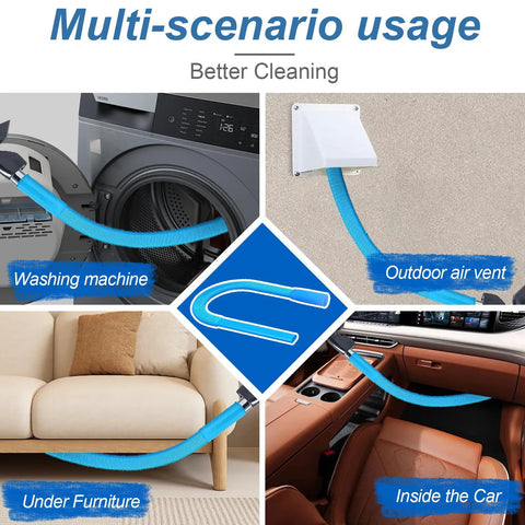 Dryer Vent Lint Cleaner Kit With Flexible Vacuum Hose Attachment for diverse cleaning scenarios including washing machines, vents.