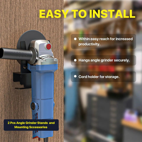 Wall Mount Angle Grinder Holder For 5 Inch Grinders Polisher Cutter Vertical Tool Hanger Bracket For Secure Storage