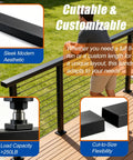 Premium 8ft Black Cable Railing Handrail Kit With Four Pieces Of Heavy Duty 304 Stainless Steel Deck Top Guardrails Featuring A Sleek Matte Finish And Totally Built Different Quality, showcasing customizable length.