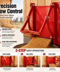 Heavy Duty Steel Sliding Grain Gate 9 By 9 Inch Slide Door For Ibc Tank And Grain Bin Manual Bulk Feed Dispenser, red slide gate in operation.