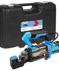 1000W Electric Hydraulic Rebar Cutter slays 5/8 inch steel bar fast with replaceable jaw blades in a carrying case.