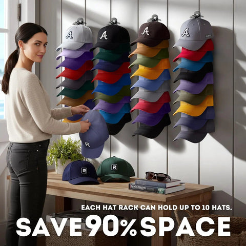 Solid 2 Pack Hat Organizer For Baseball Caps And Dad Hats Holds Up To 20 Fits Without Crushing Your Gear Clever Spaced Design Keeps Your Collection Fresh Hassle Free Screw Or Tape Mount For Closets And Game Rooms