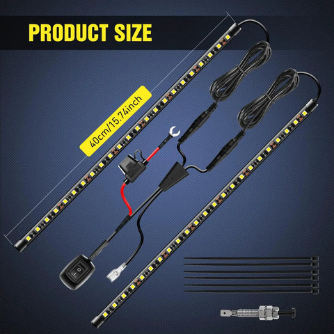 2 Pack Underhood LED Light Strips Waterproof 42LED 40cm Engine Bay Work Light With On/Off Switch 6000K White overview