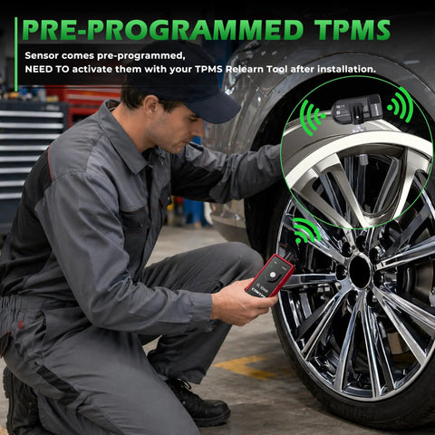 TPMS Sensor For Ford And Lincoln Vehicles Pre Programmed Tire Pressure Sensor Upgrade Fits 90 Percent Of Ford Vehicles After 2006 Including F150 F250 F350 Bronco Mustang Escape Expedition Explorer Fiesta Focus Fusion Ranger And Lincoln MKC MKT MKZ installed on wheel