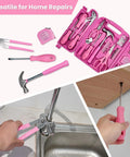 Must-Have Women 136-Piece Home DIY Tool Set With Rose Toolbox Portable Hand Tool Kit in use for repairs