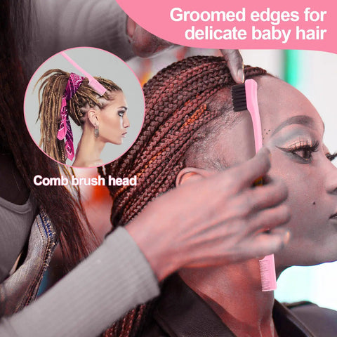 3 Pcs Slick Back Hair Brush Rat Tail Comb Edge Brush Set For Girls Kids Toddlers Sleek Ponytail Bun Edge Control Smoothing