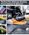 Ultra Absorbent Microfiber Cleaning Cloths 100 Pack 12x12 Inches All Purpose Towels for Car Detailing shown in various uses