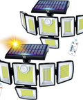 No Brainer Solar Motion Sensor Flood Lights Outdoor 6 Heads With 496 LEDs, 3500 Lumens, IP65 Waterproof Security Lights, 2 Pack