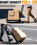 Heavy Duty Folding Hand Truck With Four Wheel Mode And Two In One Collapsible Push Cart And Fold Up Toe Plate