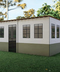 10x12 Ft Deluxe Sukkah Shelter For Sukkot Gatherings With Weatherproof Fabric Walls Bamboo Schach Roof Magnetic Screen Door view in green grass