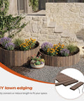 Rustic Wood Garden Edging Border Panel For Yard And Patio, Dope Decorative Landscape Edge Fence for flower beds, installed view