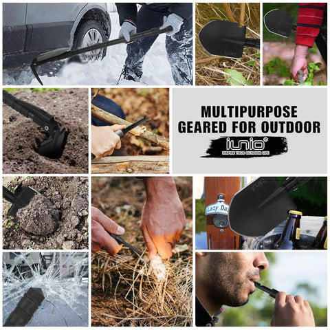 Beast Mode Heavy Duty Folding Camping Shovel With Pickaxe, 31 Inch Carbon Steel Survival Entrenching Tool for multiple uses.