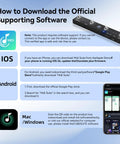 Instructions for downloading Chocolate Plus Wireless Bluetooth MIDI Foot Controller supporting software shown with diagram.