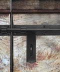 Heavy Duty 17-Inch Carbon Steel Slide Bolt Latch installed on a wooden barn door, designed for security with left or right hand mount.