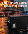 Ultra Durable 6400 Degrees Fahrenheit Fireproof Document Safe Box With Lock Portable File Organizer on wet street.