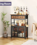 Go To Coffee Bar Cabinet With Drawers And Hooks, 20.47 Inch Wide Kitchen Storage Station shown in a living room setting