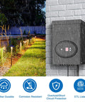 120W Low Voltage Landscape Transformer With Timer And Photocell Sensor For Outdoor Lighting 12V Waterproof ETL Listed installed on wall.