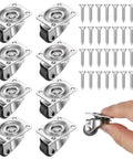 1 Inch Swivel Caster Wheels 8 Pack Mini Furniture Rollers With Self Adhesive Mounts Stainless Steel Nylon Core in hand with screws.