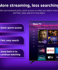 Roku smart TV interface showing quick access features for streaming on a 55 Inch QLED Smart TV With Sharp 4K Resolution And Rich HDR10 Colors Plus Slick Built In Apps For Smooth Streaming And Crisp Picture Tuning This Top Flat Screen Delivers Premium Vibes With Blazing Fast WiFi Connectivity.