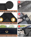 Heavy Duty Privacy Screen Fence Net 8 Ft By 50 Ft Black Mesh detail showing durable HDPE fabric and copper grommets