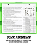 Instructions and diagram for 21 Piece Ball Joint Press Kit With Puller And U Joint Adapters For Upper And Lower Ball Joints Brake Pins And More Pro Grade Automotive Tool Set For 2 Wheel Drive And Four Wheel Drive Vehicles on green background