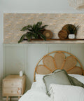 Peel And Stick Marble Backsplash Tile 10 Sheets in marble stone beige with vintage golden stripes in bedroom wall decor