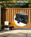 4400lb WiFi Sliding Gate Opener with Smart App Control showing key lock feature against wooden gate backdrop