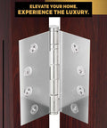 Solid Brass Chrome Door Hinge Heavy Duty Ball Bearing For Slammin Doors 4.5 By 4.5 Inch with decorative screw on tips