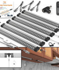 Six Pack Under Cabinet LED Light Bar With Built In Adjustable Cable Linkable Touch Lights 3000K Warm White 2700 Lumens