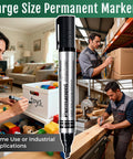 Extra Large Permanent Markers With Smooth As Butter Chisel Tips And Legit Fast Dry Waterproof Ink In Black Red Blue And Green For Crushing Through Cardboard Or Cranking Out Bold Labels With Zero Fade In This 12 Pack Bundle displayed in home and industrial settings.