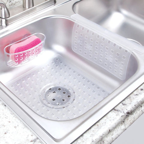Clear Plastic Sink Grid Protector For Kitchen And Laundry Sinks Open Wire Design 11 By 12 And A Half Inches in stainless steel sink