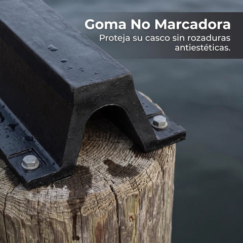 Rubber Dock Arch Black for Permanent Boat and Dock Protection on wooden post by water