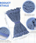 Straight Up Heavy Duty Mop Head Refill 9 Pack Loop End Cotton Industrial Floor Cleaning Wet Mop Strands for Office Warehouse Gym and Restaurant Floors showing looped cotton strands and dimensions.